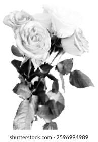 Halftone Roses Bouquet Vector Illustration