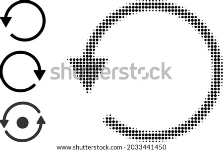 Halftone rotate CCW. Dotted rotate CCW made with small round items. Vector illustration of rotate CCW icon on a white background. Halftone pattern contains round pixels.