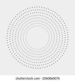 Halftone round background. Black abstract vector circle frame with dots as logo or emblem. Circle border isolated on the white background for your design.