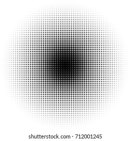 Halftone Round Banner. Fade Points Pattern. Abstract Black and White Texture. Pop-art Distressed Backdrop. Vector illustration