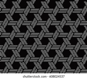 Halftone round black background spiral polygon cross