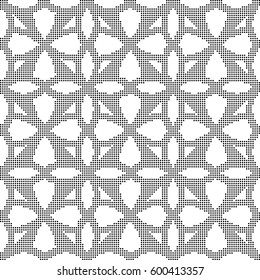 Halftone round black seamless background round curve circle cross