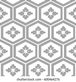 Halftone round black seamless background polygon frame flower