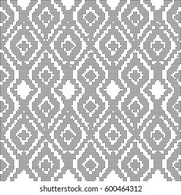 Halftone round black seamless background diamond check cross