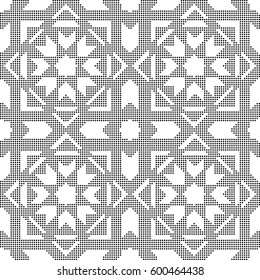 Halftone round black seamless background cross square Islam star