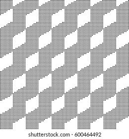 Halftone round black seamless background cubic check geometry line