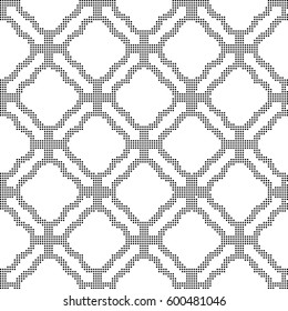 Halftone round black seamless background curve cross frame