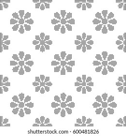 Halftone round black seamless background round vintage flower
