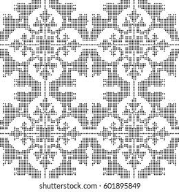 Halftone round black seamless background curve spiral cross kaleidoscope