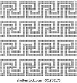 Halftone round black seamless background spiral cross geometry line