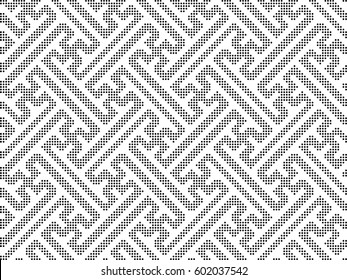 Halftone round black seamless background Chinese spiral cross tracery