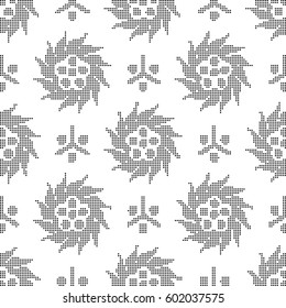 Halftone round black seamless background round spiral vintage flower