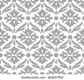 Halftone round black seamless background curve round cross flower