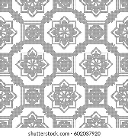 Halftone round black seamless background oriental octagon square cross flower