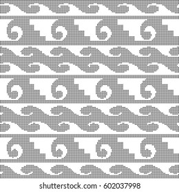 Halftone round black seamless background spiral curve wave geometry