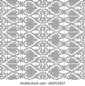Halftone round black seamless background curve spiral fan shape flower