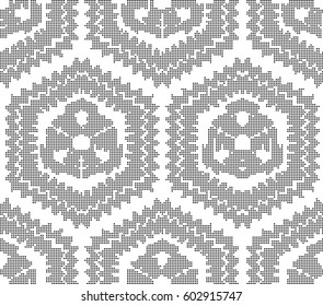 Halftone round black seamless background sawooth side polygon geometry