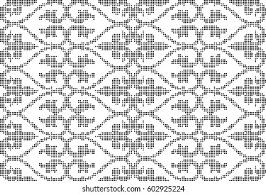 Halftone round black seamless background spiral curve cross line