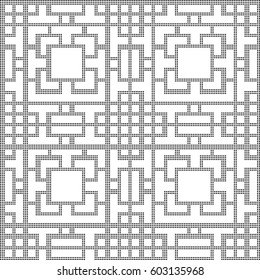 Halftone round black seamless background square geometry lattice frame
