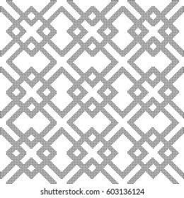 Halftone round black seamless background square check cross tracery