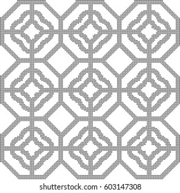 Halftone round black seamless background curve polygon check cross