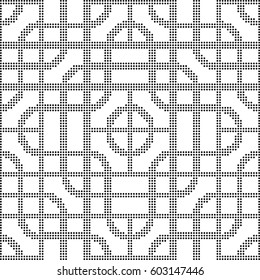 Halftone round black seamless background curve round corner square cross