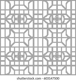 Halftone round black seamless background curve square polygon cross