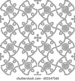 Halftone round black seamless background curve spiral cross vine