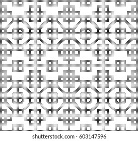 Halftone round black seamless background octagon square cross Chinese lattice