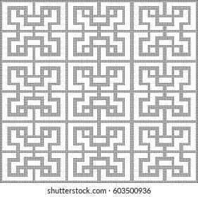Halftone round black seamless background square cross geometry line