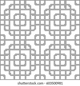 Halftone round black seamless background round corner square cross