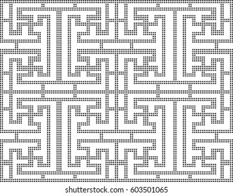 Halftone round black seamless background cross geometry tracery line