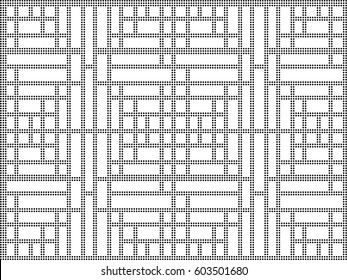 Halftone round black seamless background square cross line