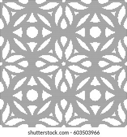 Halftone round black seamless background round cross curve flower