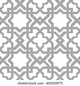 Halftone round black seamless background star check cross geometry