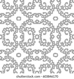 Halftone round black seamless background spiral curve cross chain