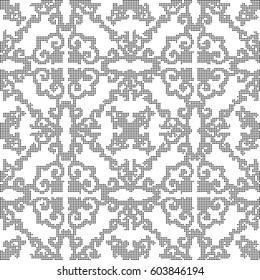 Halftone round black seamless background curve spiral cross frame