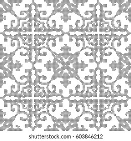 Halftone round black seamless background curve spiral cross