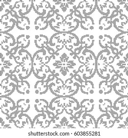 Halftone round black seamless background round curve cross frame flower