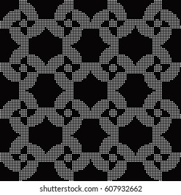 Halftone round black seamless background round spiral flower