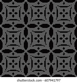 Halftone round black seamless background oval cross geometry