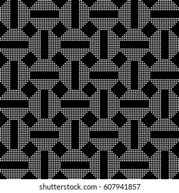Halftone round black seamless background octagon square cross check