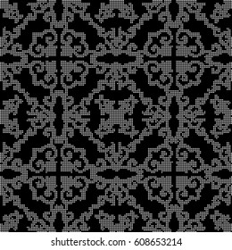 Halftone round black seamless background curve spiral cross frame