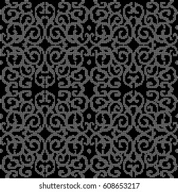 Halftone round black seamless background round spiral cross vine