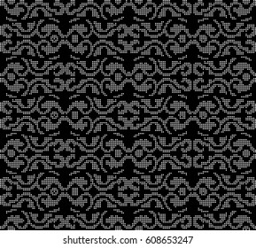 Halftone round black seamless background curve spiral wave frame