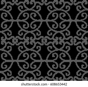 Halftone round black seamless background round spiral cross frame