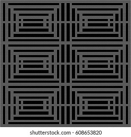 Halftone round black seamless background square cross ladder geometry