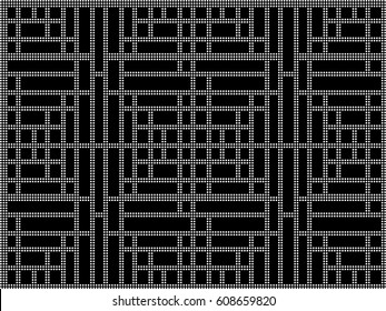 Halftone round black seamless background square cross line