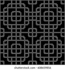 Halftone round black seamless background round corner square cross