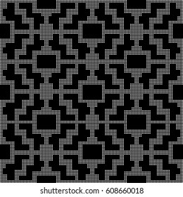 Halftone round black seamless background square ladder geometry lattice